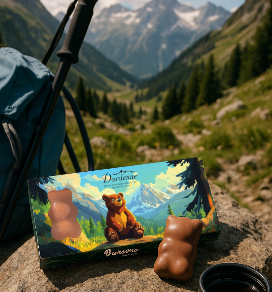 Coffret 4 oursons guimauve Vanille chocolat au LAIT- 90 g